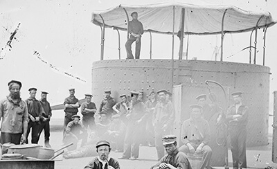 Sailors on the deck of the monitor