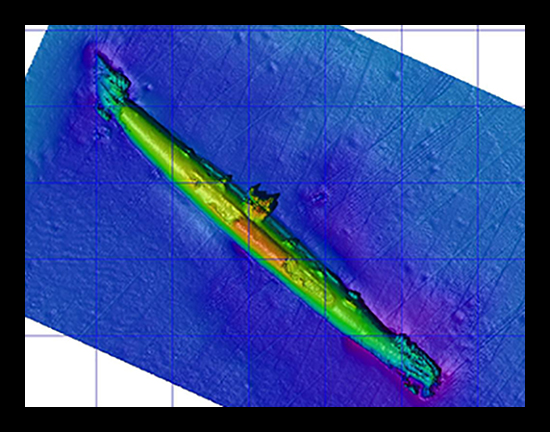 scaled multibeam image of U-352