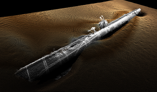 Sonar visualization of the U-701 wreck site