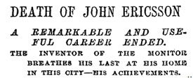 Read the March 9, 1889, NY Time's article on John Ericsson's death