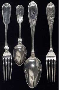 some of the silverware that were discovered during the excavation of the monitor's gun turret