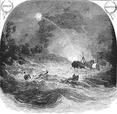 drawing of the monitor sinking into the ocean