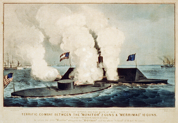 The USS monitor fighting the CSS Virginia Merrimac