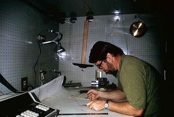 Robert Sheridan working to locate the monitor