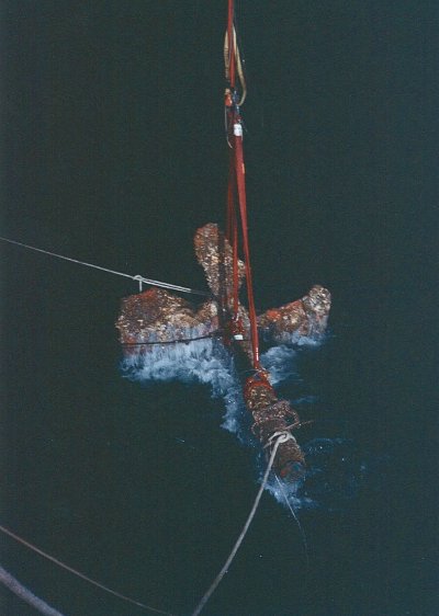 Shipwreck propeller being lowered down