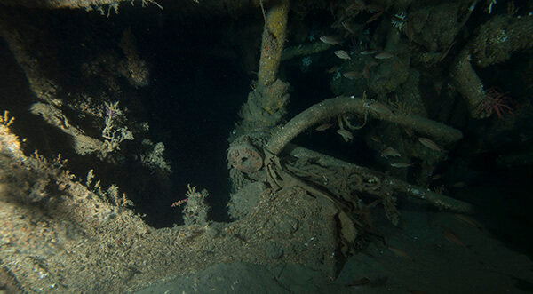 The inside of the Merak wreck