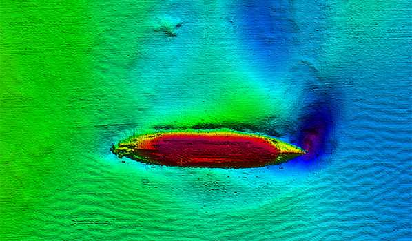 multibeam sonar image of Battleship New Jersey