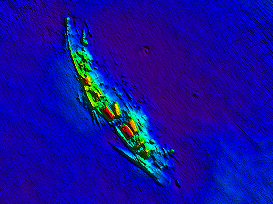 multibeam sonar image of uss Schurz