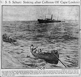 news clipping about the collision of the schurz and florida