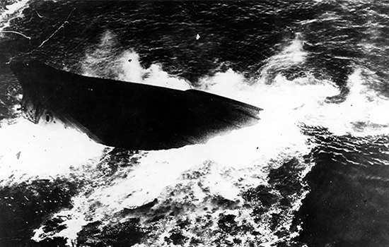 USS virginia sinking after use as a bombing target
