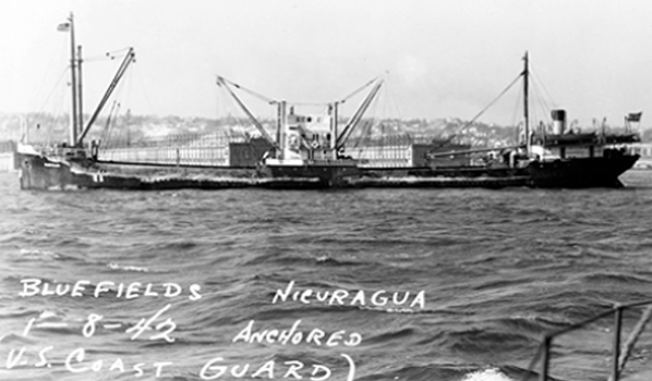 Port side view of Bluefields, photo dated January 8, 1942, location unknown. 