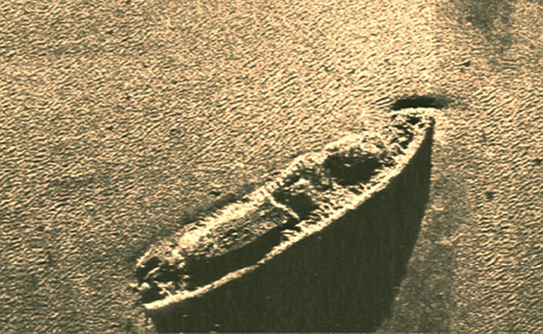 Sonar image of USS Monitor