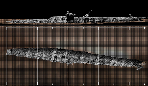 Multibeam sonar visualization of U-85 wreck site